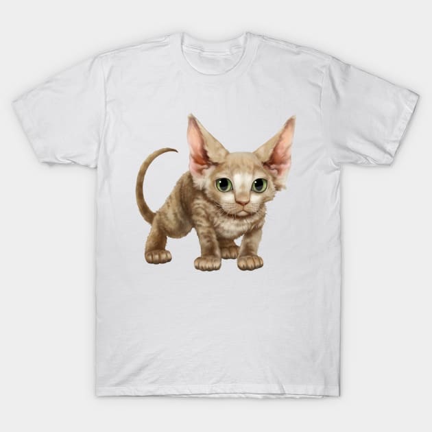 Cat-a-clysm Devon rex kitten T-Shirt by ikerpazstudio